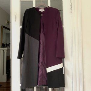Calvin Klein A-line Color Blocking Coat